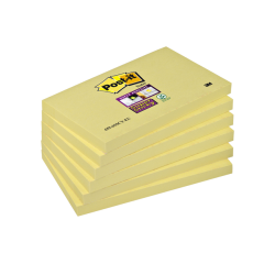 Memoblok Post-it 655 Super Sticky 76x127mm geel 6 stuks