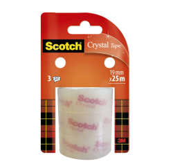 Ruban adhésif Scotch Crystal 25mx19mm transparent 3 rouleaux