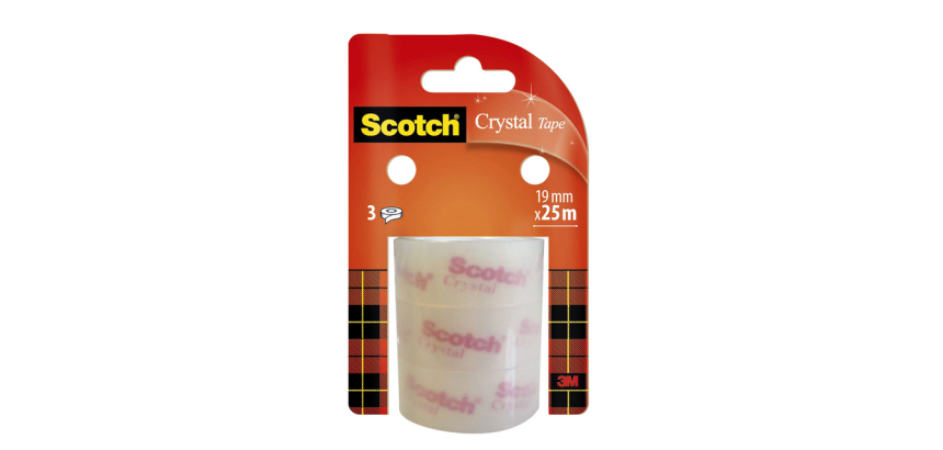 Plakband Scotch Crystal 19mmx25m transparant helder 3 rollen