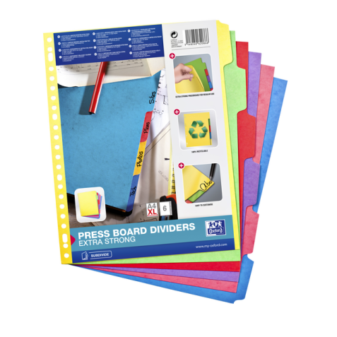 Intercalaire Oxford A4+ 23 perforations 6 onglets carton couleur