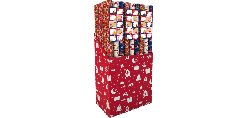 Saint Nicholas gift wrap 200x70cm set of 3 rolls + matching sticker sheet