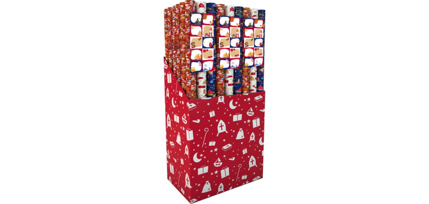 Saint Nicholas gift wrap 200x70cm set of 3 rolls + matching sticker sheet