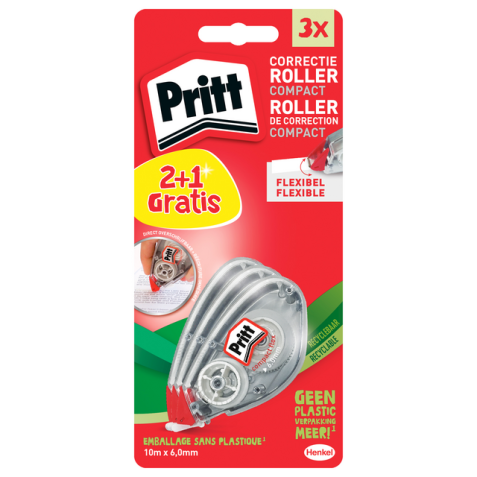 Roller correcteur Pritt Compact Flex 6mmx10m blister 2+1 gratuit