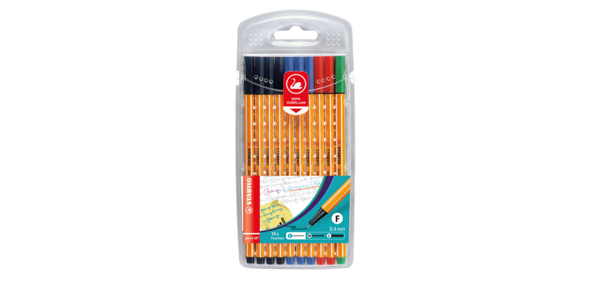 Fineliner STABILO point 88/10 Office fijn assorti etui à 10 stuks