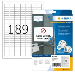 Etiquette amovible HERMA 10001 A4 25,4x10mm  blanc 4725 étiquettes