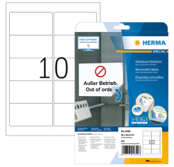 Etiquette amovible HERMA 4349 A4 96x50,8mm blanc 250 étiquettes