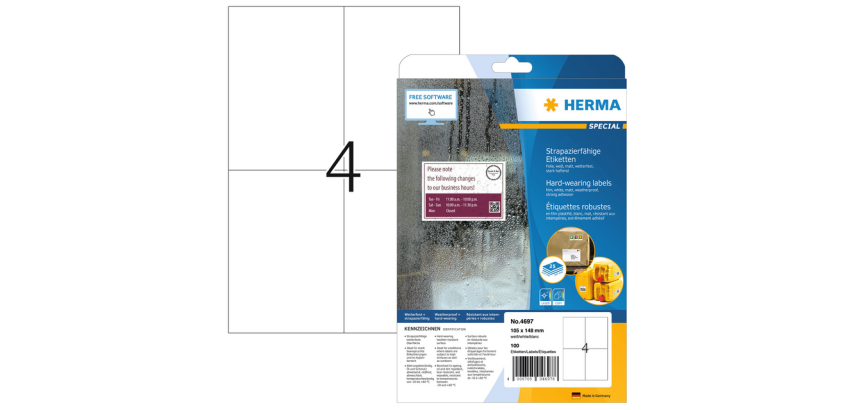 HERMA Label 4697 105x148mm A4 weatherproof white