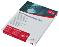Film rétroprojection transparent Nobo A4 pour imprimante laser couleur 50 pièces