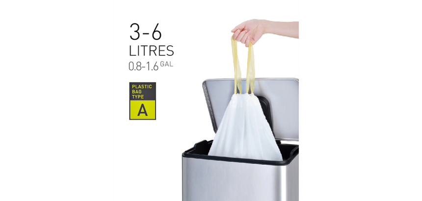 Sac poubelle EKO MDPE type A avec lien coulissant 35x40cm 3-6L blanc 30 pièces