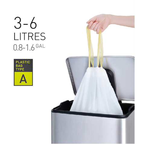 Afvalzak EKO MDPE type A met trekband 35x40cm 3-6L wit rol à 30 stuks