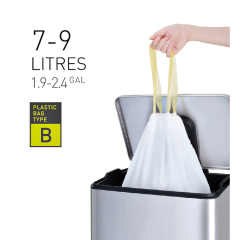 Sac poubelle EKO MDPE type B avec lien coulissant 7-9L 40x45cm blanc 25 pièces