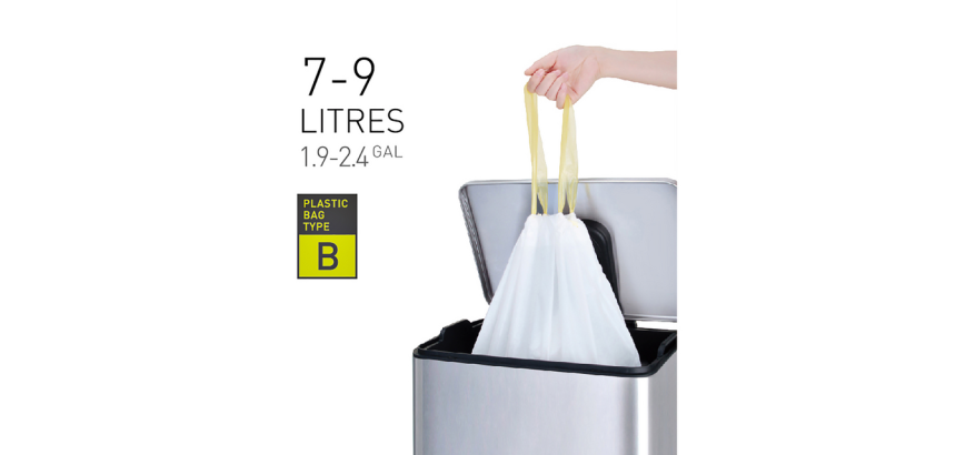 Sac poubelle EKO MDPE type B avec lien coulissant 40x45cm 7-9L blanc 25 pièces