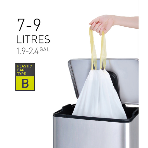 Afvalzak EKO MDPE type B met trekband 40x45cm 7-9L wit rol à 25 stuks