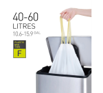 Sac poubelle EKO MDPE type F avec lien coulissant 64x75cm 40-60L blanc 12 pièces