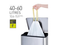 Sac poubelle EKO MDPE type F avec lien coulissant 64x75cm 40-60L blanc 12 pièces