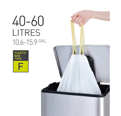 Sac poubelle EKO MDPE type F avec lien coulissant 40-60L 64x75cm blanc 12 pièces