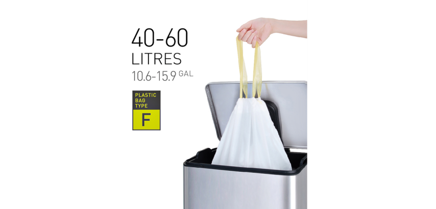 EKO MDPE Müllbeutel Typ F mit Kordelzug 64x75cm 40-60L weiß 12 Stück