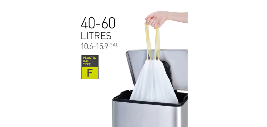 Sac poubelle EKO MDPE type F avec lien coulissant 64x75cm 40-60L blanc 12 pièces