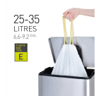 Sac poubelle EKO MDPE type E avec lien coulissant 55x70cm 25-35L blanc 12 pièces