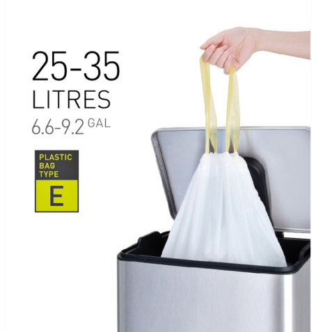 Afvalzak EKO MDPE type E met trekband 55x70cm 25-35L wit rol à 12 stuks