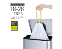 Sac poubelle EKO MDPE type F1 avec lien coulissant 49x38cm 18-28L blanc 20 pièces