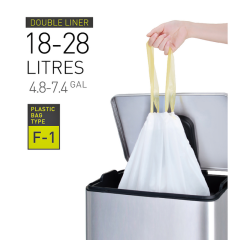 Sac poubelle EKO MDPE type F1 avec lien coulissant 18-28L 49x38cm blanc 20 pièces