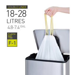 Sac poubelle EKO MDPE type F1 avec lien coulissant 18-28L 49x38cm blanc