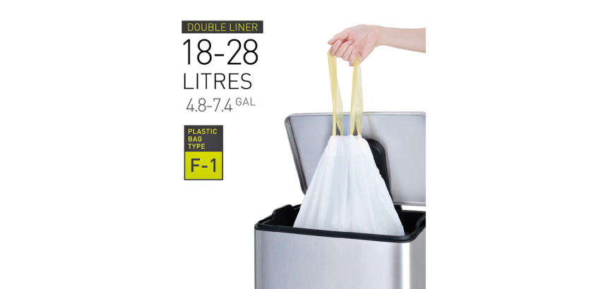 EKO Abfallbeutel MDPE Typ F1 mit Kordelzug 49x38cm 18-28L weiß 20 Stück