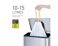 Sac poubelle EKO MDPE type C avec lien coulissant 45x50cm 10-15L blanc 20 pièces