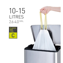 Sac poubelle EKO MDPE type C avec lien coulissant 10-15L 45x50cm blanc 20 pièces