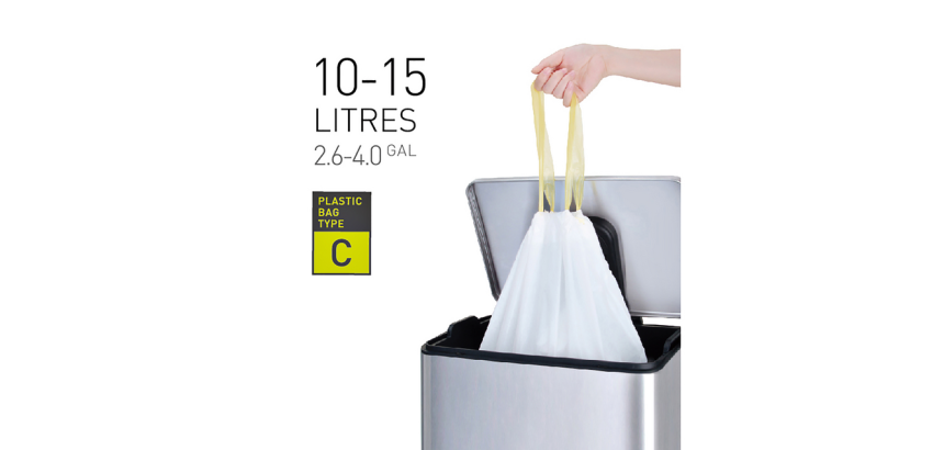 EKO MDPE Müllbeutel Typ C mit Kordelzug 45x50cm 10-15L weiß 20 Stück