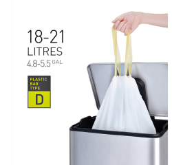 Sac poubelle EKO MDPE type D avec lien coulissant 18-21L 55x55cm blanc 20 pièces