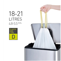 Sac poubelle EKO MDPE type D avec lien coulissant 18-21L 55x55cm blanc 20 pièces