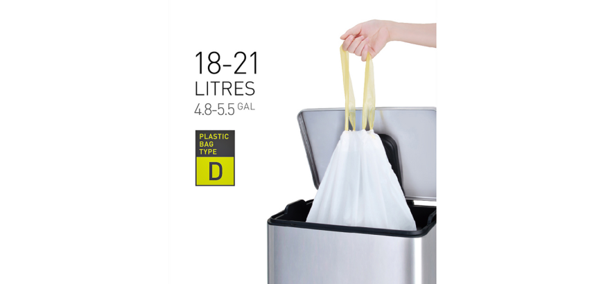 Sac poubelle EKO MDPE type D avec lien coulissant 55x55cm 18-21L blanc 20 pièces