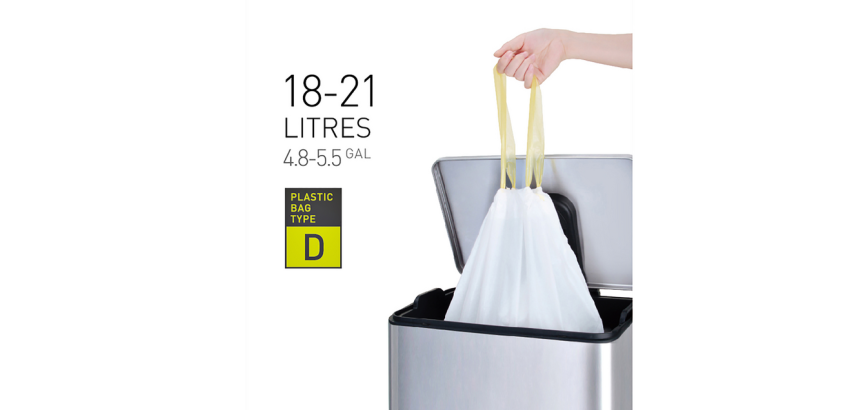 Afvalzak EKO MDPE type D met trekband 55x55cm 18-21L wit rol à 20 stuks