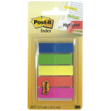 Post-it index translucent, ft 11,9 x 43,2 mm, dévidoir avec 20 onglets en 5 couleurs assorties