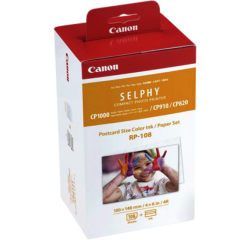 Canon RP-108 cartridge pack 8568B001 + 1 pack of photo paper 100 x 148 mm for inkjet printer