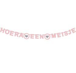 Guirlande texte "Hoera een meisje" rose