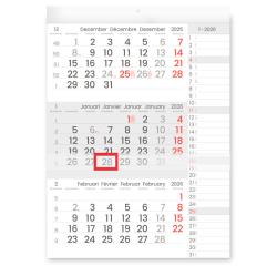 Calendrier trimestriel 2026 Manager format compact Notes