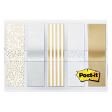 Post-it Page Markers 684 12mmx43mm Metallic Gold Silver Pattern