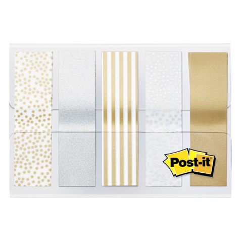 Marques-pages Post-it 684 12mmx43mm motif métallique or argent