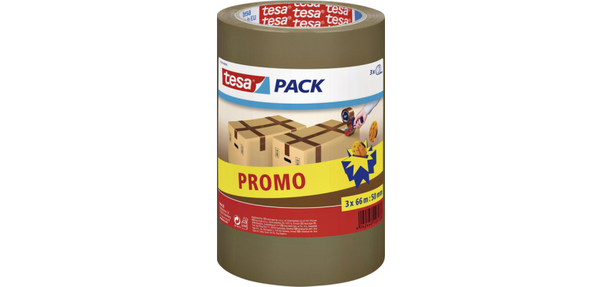 Verpakkingstape tesapack® 66mx50mm bruin promopack 3 rollen