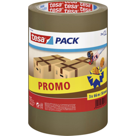 Ruban d'emballage tesapack® 66mx50mm brun lot promo 3 rouleaux