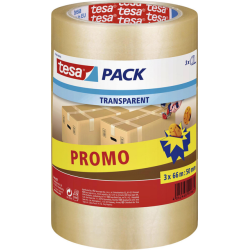 Verpakkingstape tesapack® 66mx50mm transparant promopack 3 rollen