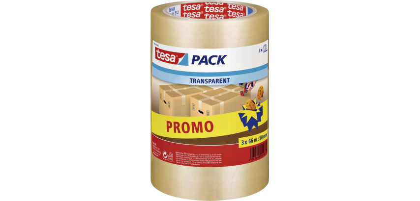 tesapack® Verpackungsband 66m x 50mm transparent Aktionspackung 3 Rollen