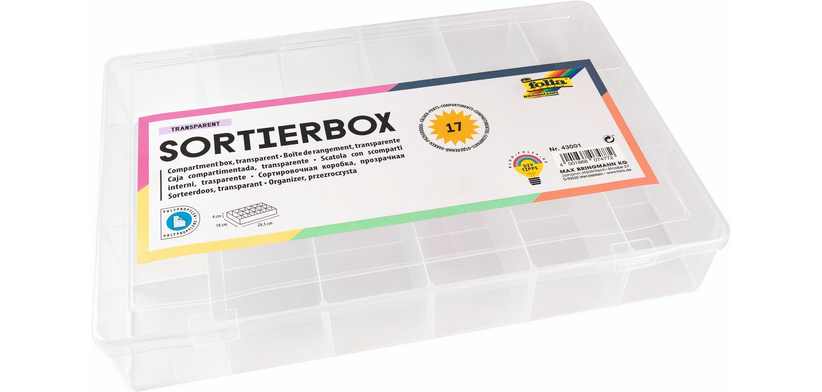 Boîte de rangement Folia 17 compartiments 18x26,5x4cm transparent