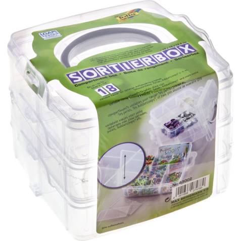 Sorteerbox Folia stapelbaar 18 delig 150x150x125mm transparant