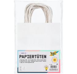 Sac en papier avec poignées 110g 18x21x8cm kraft blanc 20 pièces