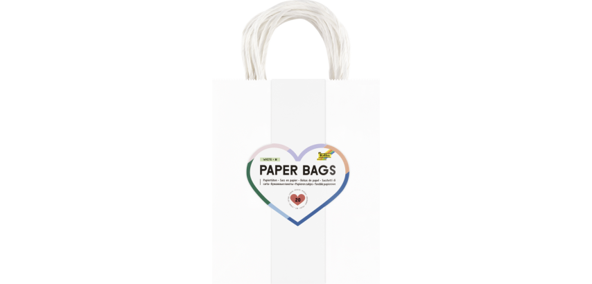 Sac en papier avec poignées 110g 18x21x8cm kraft blanc 20 pièces