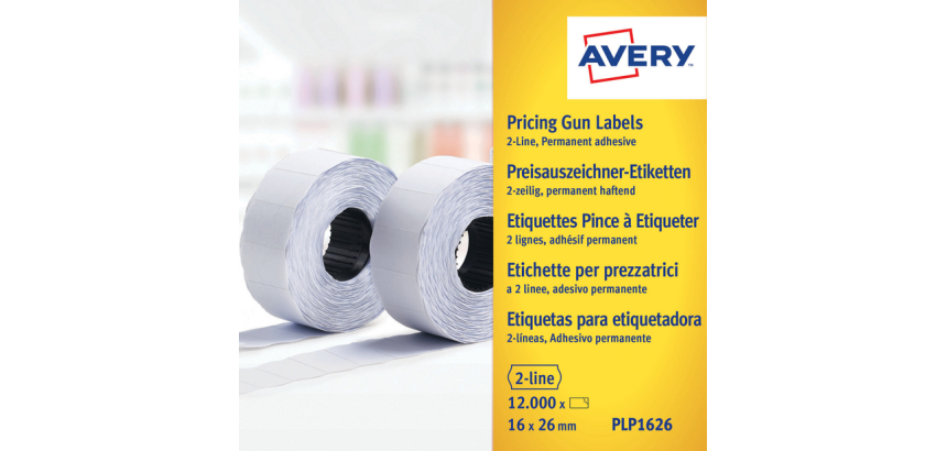 Prijsetiket Avery PLP1626 16mmx26mm permanent wit